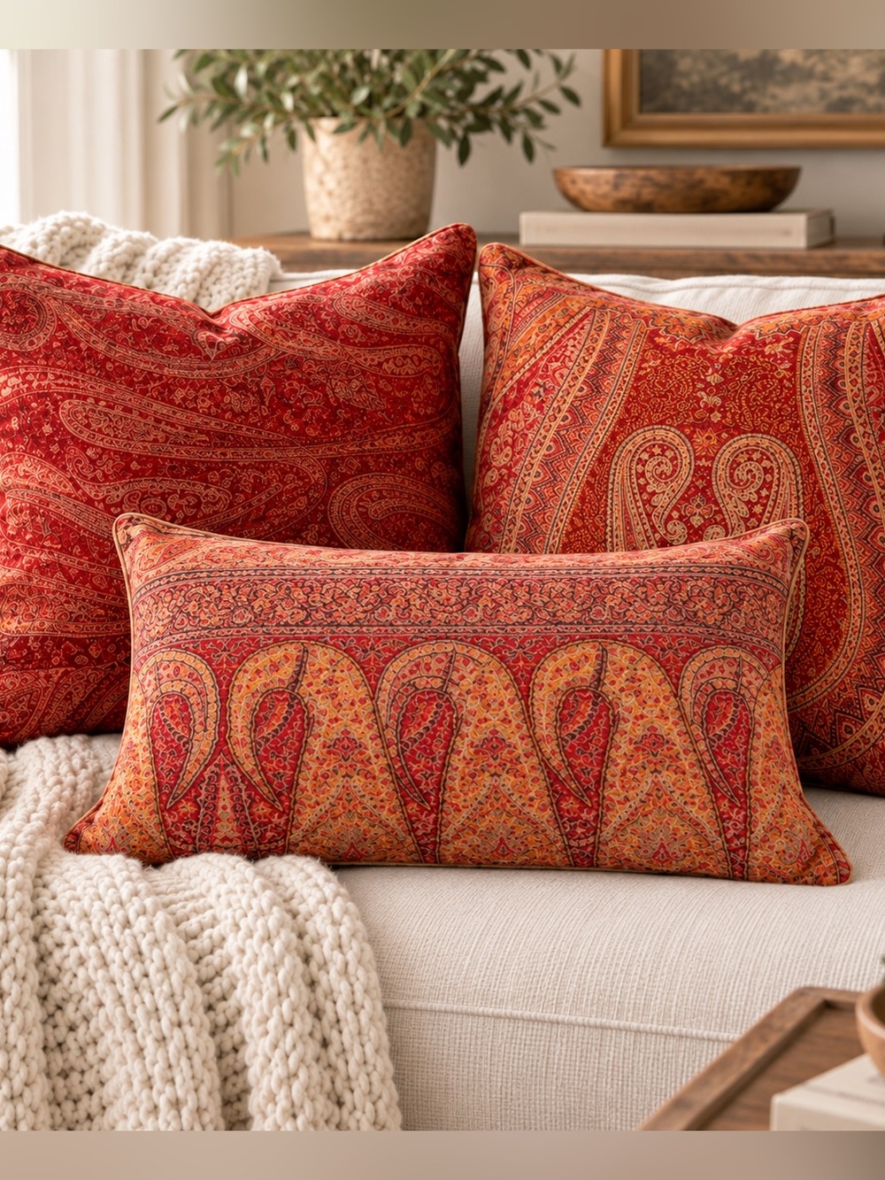 Pottery Barn Paisley Pillow Covers 2-18x18 1-16x26
